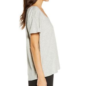 High Quality Grey Pearl Heather 2022 New Special Material Women's Katie Organic Cotton Lounge Scoop Neck Breathable T-Shirt - Product Image 6
