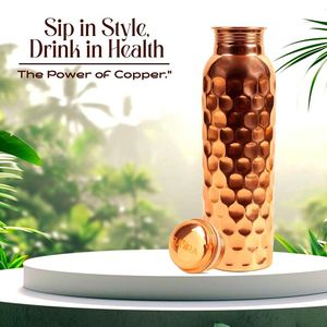 Stylish Eco-Friendly Copper <b>Water</b> <b>Bottle</b> for Home Office Gym-<b>Large</b> Capacity Portable Reusable with Ayurvedic Health Benefits - Product Image 6