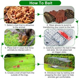 2 Pezzi Trappola per Animali Vivi a Porta Singola 18x8x10 Pollici, Gabbia Pieghevole in Ferro Zincato per Piccoli Animali, Accessori per Scoiattoli e Piccoli Animali - Product Image 4