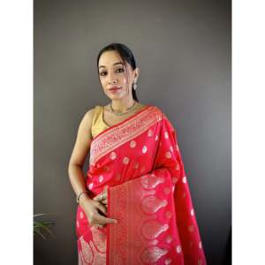 Sari de Seda Lichi Vaishali Banarasi para Vestidos de Noche - Product Image 1