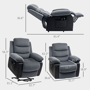 Poltrona Reclinabile Elettrica con Massaggio e Riscaldamento per Anziani, Set con USB e Telecomando, Rivestimento Rimovibile - Product Image 3