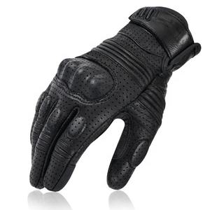 Nouveaux gants de moto unisexes en cuir véritable, compatibles écran tactile, perforés, respirants, antidérapants, coupe-vent, à doigts entiers - Product Image 2