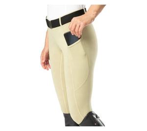 Pantalones de equitación de cintura alta para mujer con bolsillos para teléfono, pantalones largos de punto de nailon y elastano - Product Image 1