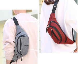 Leather <b>Belt</b> Bag with Front and Side Zip Pockets Adjustable Waist Strap Storage Pouch for Work Walking and Daily Carry - Product Image 6