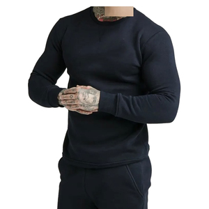 Survêtements décontractés personnalisés pour hommes, col rond, poignets côtelés, bas de pantalon à motif uni, grande taille, impression de logo personnalisé, légers et écologiques - Product Image 4