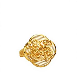 Exquisite 22 K Solid Yellow Gold Classic Floral Filigree Cocktail <b>Ring</b> Women Elegant Handcrafted Mesh Design <b>Statement</b> Jewelry - Product Image 1
