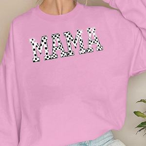 เสื้อสเวตเชิ้ตคอกลมลายตารางหมากรุกสำหรับผู้หญิง MAMA ผ้าถักลำลอง 100% โพลีเอสเตอร์ - Product Image 2