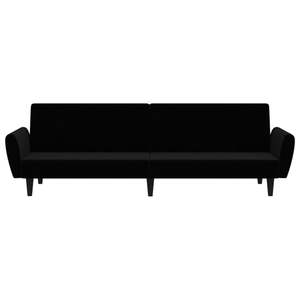 โซฟาเบดกำมะหยี่สีดำ 2 ที่นั่ง โพลีเอสเตอร์ 100% พร้อมโฟมไม้ ดีไซน์หรูหรา - Product Image 5