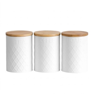 Modern 3-Piece Green Ceramic <b>Kitchen</b> Canister Set With Airtight Bamboo Lids And Wooden Stand Eco-Friendly Porcelain Food Storage - Product Image 4