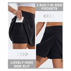 Falda Deportiva de Tenis 2 en 1 para Mujer, de Nailon y Elastano, con Pantalones Cortos Integrados - Product Image 3