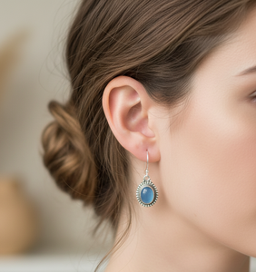 <b>Top</b> Quality Blue Chalcedony 925 Sterling Silver Vintage Drop Earrings Handmade Boho Jewelry <b>Rose</b> Gold Yellow Gold Plated Her - Product Image 4