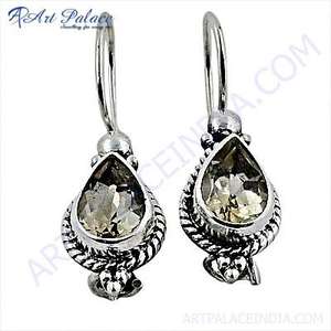 Boucles d'oreilles en argent avec pierres précieuses citrine antique - Product Image 1