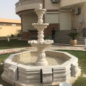 Fontaine de jardin à trois niveaux en marbre blanc, moderne, écologique et luxueuse, pour la décoration paysagère extérieure - Product Image 1