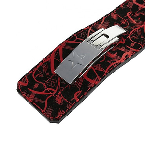 Black <b>Red</b> Patterned 13mm Thick Non-Slip Weight Lifting <b>Belt</b> Metal Buckle Adjustable Waist Support for Strength Training Unisex - Product Image 6