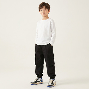 กางเกงยีนส์เดนิมทรงตรงสำหรับเด็กผู้ชาย กางเกงคาร์โก้ลำลองสไตล์เวิร์คแวร์ ผ้ายีนส์ฟอกสี ขายส่งจากโรงงาน - Product Image 4