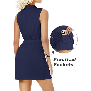 ชุดเสื้อกล้ามคอสูงและกางเกงขาสั้นสำหรับเล่นพิคเคิลบอลสำหรับผู้หญิง ชุดเสื้อกล้ามคอสูงและกางเกงขาสั้นน้ำหนักเบาสำหรับเล่นพิคเคิลบอลสำหรับผู้หญิง - Product Image 5