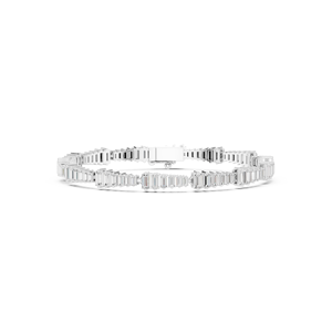 18K White Lab Grown Diamond Elegant Baguette Cut Tennis <b>Bracelet</b> White Gold Rhodium Plated Trendy Link <b>Bracelet</b> Women - Product Image 1