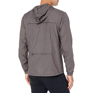 <b>Men's</b> Hooded Windproof Lightweight <b>Jacket</b> Solid Color Casual Zipper Front Polyester Spring Outerwear - Product Image 4