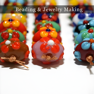 Cuentas Sueltas de Vidrio de Murano Hechas a Mano con Diseño Floral Multicolor de 12-18 mm |   Cuentas Decorativas Redondas en Relieve para Decoración de Festivales - Product Image 2