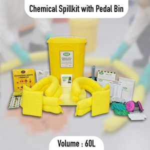 60L Chemical Spill Kit with Pedal Bin Hazardous Chemical Absorbent Emergency Response Kit for Manufacturing Plants and Workshops - Product Image 2