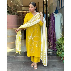 Conjunto de Top y Pantalón Talla XL Cómodo para Fiestas con Dupatta Elegante - Product Image 4