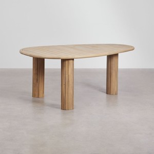 Vandana Hexa Flux oval <b>garden</b> <b>table</b> in acacia wood - Product Image 2