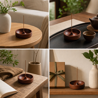 Support d'encens rond en bois massif avec un seul trou, aromatique, durable, fait à la main