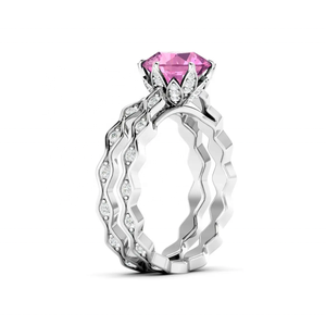 Anillo de lujo personalizado de fábrica Plata de Ley 925 Natural antiguo turmalina Rosa piedra preciosa nupcial boda fabricación de anillos especiales - Product Image 4