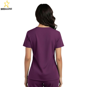 Women’s Snap Front <b>Scrub</b> <b>Top</b>, 3 Pockets V-Neck Medical Uniform Shirt, Short Sleeve - Product Image 2
