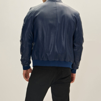 Blouson Bomber Homme en PU Design Premium, Motif Gaufré, Fermeture Éclair, Col Montant, Veste Homme en Cuir Végétalien pour l'Automne