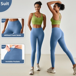 High Quality Training Wear Women's Clothing Wholesale v Cut <b>Back</b> Scrunch Stretch Soft Fitness Leggings High Waist Yoga Leggings - Product Image 2