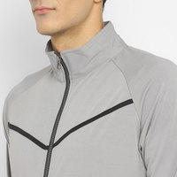 Conjunto Deportivo para Hombre, Gris, con Cierre Completo, Casual, de Color Sólido, Poliéster y Algodón, con Capucha, Manga Larga, para Invierno, Diseño 2 en 1