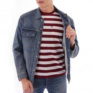 Chaqueta de mezclilla OEM para hombre al por mayor, chaqueta vaquera rasgada personalizada para hombre, ropa de calle de talla grande para hombre - Product Image 2