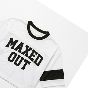Football T-Shirts Cropped Jersey women's shirt Oversized Graphic Stripe <b>Trim</b> Quick Dry Summer OEM Custom Logo Vneck Short Sleeve - Product Image 4