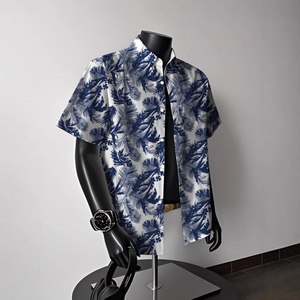 เสื้อเชิ้ตฮาวายคอจีน แขนสั้น ป้องกันการหดตัว สไตล์ลำลอง สำหรับผู้ชาย ใส่เที่ยวทะเลช่วงฤดูร้อน รับผลิตแบบ OEM - Product Image 1