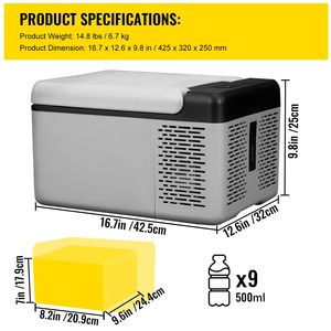 12 Volt 10 Qt Portable <b>Mini</b> Freezer APP Control Car <b>Compressor</b> Fridge Cooler -4 to 68 F 110-2 DC for Cars - Product Image 3