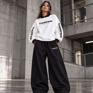 THORFINN Men <b>Women</b> Tracksuit Set Crew Neck Sweatshirt Drawstring Jogger Pants Letter Print Sporty <b>Sweatsuit</b> Wholesale Rate - Product Image 6