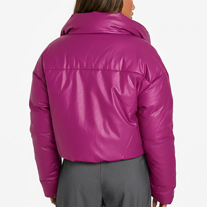 Chaquetas Acolchadas de Plumón para Mujer, Diseño OEM/ODM, Brillantes, Cortas, Resistentes al Viento, Ligeras, de Nailon, para Invierno - Product Image 3