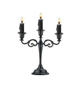 Candelabro de hierro negro tradicional con detalles ornamentados para planificadores de eventos, decoradores y entusiastas de la decoración antigua - Product Image 6