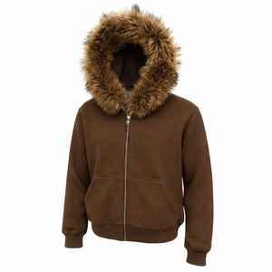 Sudadera con capucha cálida estilo Y2K vintage para hombre, con cuello de piel y cremallera, estampado de calavera, moda de invierno - Product Image 5