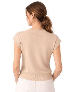 Pull sans manches en maille beige personnalisé pour femme – Gilet décontracté léger et doux à col rond pour l'été – Haut élégant et tendance - Product Image 2