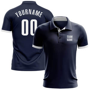 Polo de Golf Personalizado Azul Marino y Blanco de Alto Rendimiento, Transpirable y que Absorbe la Humedad, para Entrenamiento de Golf y Uso Casual - Product Image 1