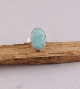 Natural Larimar <b>Ring</b> 925 Sterling <b>Silver</b> Jewelry Ocean Blue Gemstone <b>Ring</b> Vintage Style Caribbean Larimar <b>Statement</b> <b>Ring</b> For Her - Product Image 5