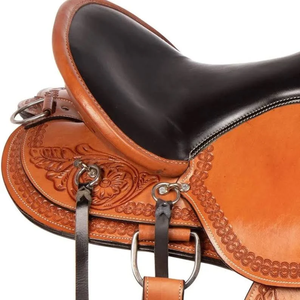 Selle de cheval Western en cuir artisanal de qualité supérieure, sculptée à la main, pour l'équitation, le barrel racing et le ranch, confortable et faite à la main - Product Image 2