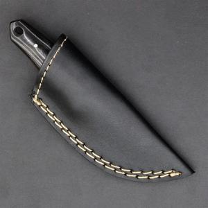 Cuchillo de Caza Personalizado Mini Cleaver, Hoja Fija de Acero Inoxidable, Punta Caída, Mango de Cuerno Negro y Madera, Garantía de 3 Años, Funda de Cuero - Product Image 2