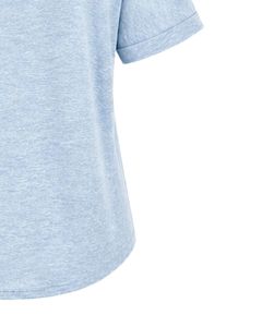 Camiseta Casual Personalizada Azul Cielo con Cuello en V para Mujer, Manga Corta, Mezcla de Algodón, Suave y Ligera, con Bolsillo, Cómoda para Uso Diario en Verano - Product Image 3