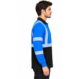 Mens Hi <b>Vis</b> Reflective Safety Workwear Short Sleeve Polo <b>T</b>-<b>Shirt</b> with Mesh <b>High</b> Visibility Work <b>Shirt</b> Customizable Logo - Product Image 5