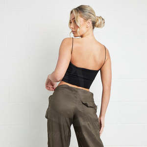 Pantalones Cargo de Cintura Elástica para Mujer, Pantalones Casuales de Corte Holgado, Estilo Urbano - Product Image 3