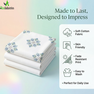 ผ้าปูที่นอนซุปเปอร์คิง 120x120* ผ้าฝ้ายแท้ 100% สีขาว ลายพิมพ์อะควา |   ผ้าปูที่นอนเนื้อนุ่ม ระบายอากาศได้ดี พร้อมปลอกหมอน 2 ใบ - Product Image 4