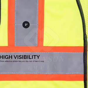 Gilet de sécurité orange haute visibilité avec bandes réfléchissantes, vêtements de travail de construction, multi-poches, équipement de protection, fabricant en gros - Product Image 3